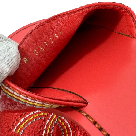 CHANEL Orange Leather Interlocking CC Stitching Women's Slides Sandals 36 - 6US - Picture 9 of 12